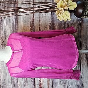 NWT SIMPLY STYLED PINK IRIDESCENT LONG SLEEVE PULLOVER BLOUSE